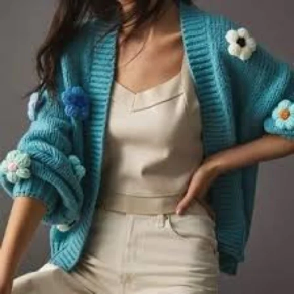 NWT, "by"Duchamp" "3'D, Daisy flower power sweater" 🦋🌼🦋 - Picture 6 of 16